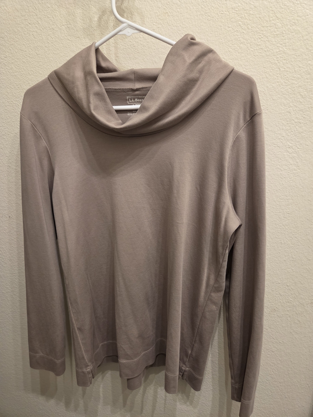 L.L. Bean Women's Mauve-Taupe Cowl Neck Long Sleeve Sweater
